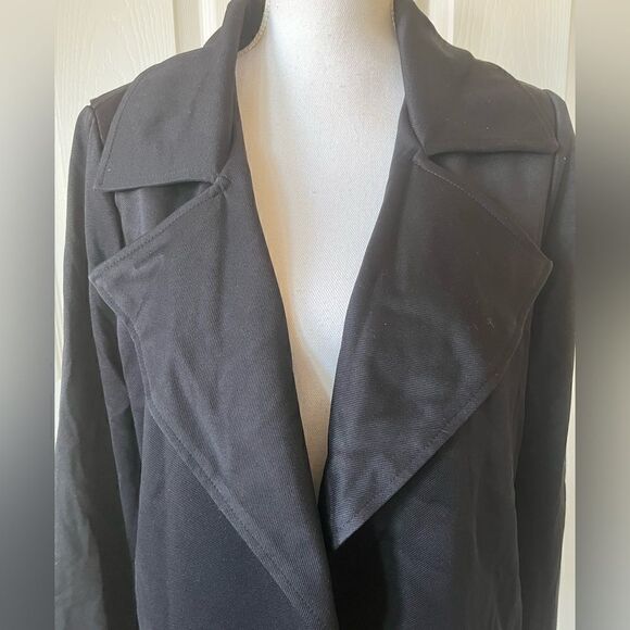 Adrianna Papell Black Trench Jacket with Back Yoke - Picture 3 of 12